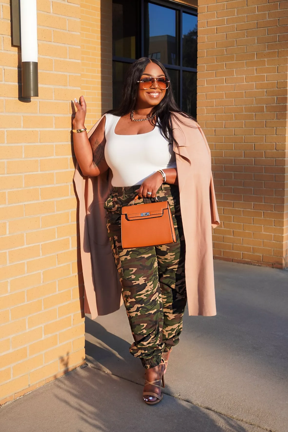 Brown Casual Fall plus size outfit