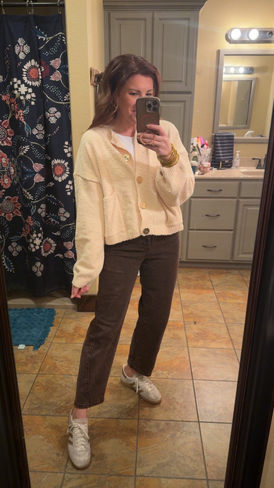 💛🤎  color combo that is spring approved! The gold button detail adds just the right of pop! 

Wearing size small and size 4 in pants. 
Teacher ootd | spring style | outfit inspo | style 

#LTKSaleAlert #LTKootd #LTKgrwm