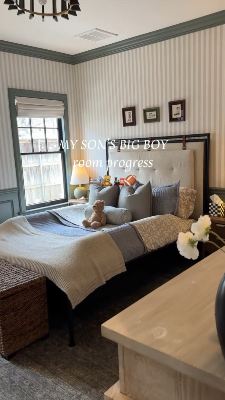 Emmett's big boy room & all the progress 🥹✨

Paint color: Sherwin Williams Retreat
Art by Emma Katherine 
Bathroom Paint color: Benjamin Moore Englewood Cliffs 

#LTKstorytime #LTKmomlife #LTKKids