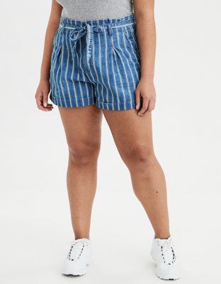Super High-Waisted Striped Paperbag Short | American Eagle Outfitters (US & CA)