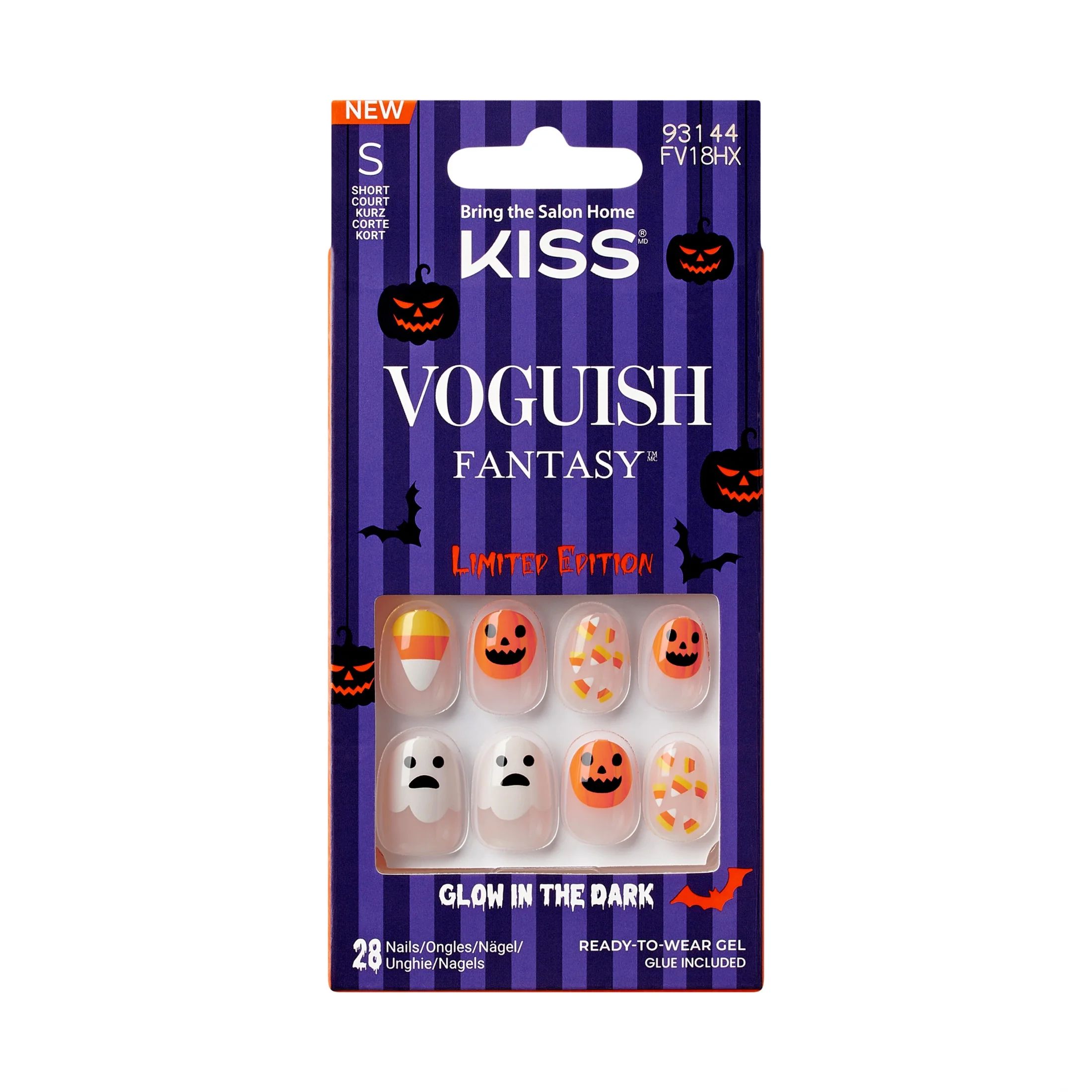 KISS Voguish Fantasy, Press-On Nails, Jugglers, Orange, Short Oval, 28 Count | Walmart (US)