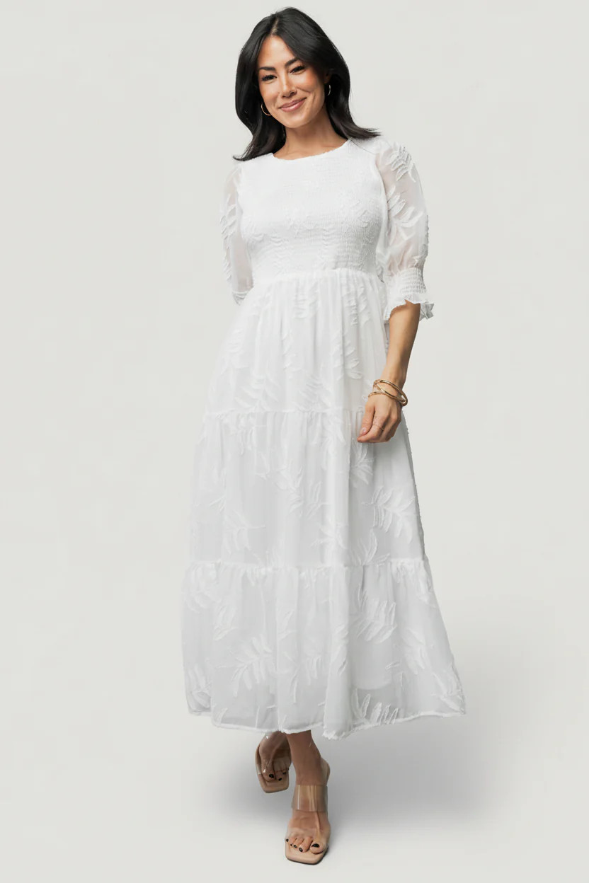Nellie Smocked Midi Dress | Off White | Baltic Born
