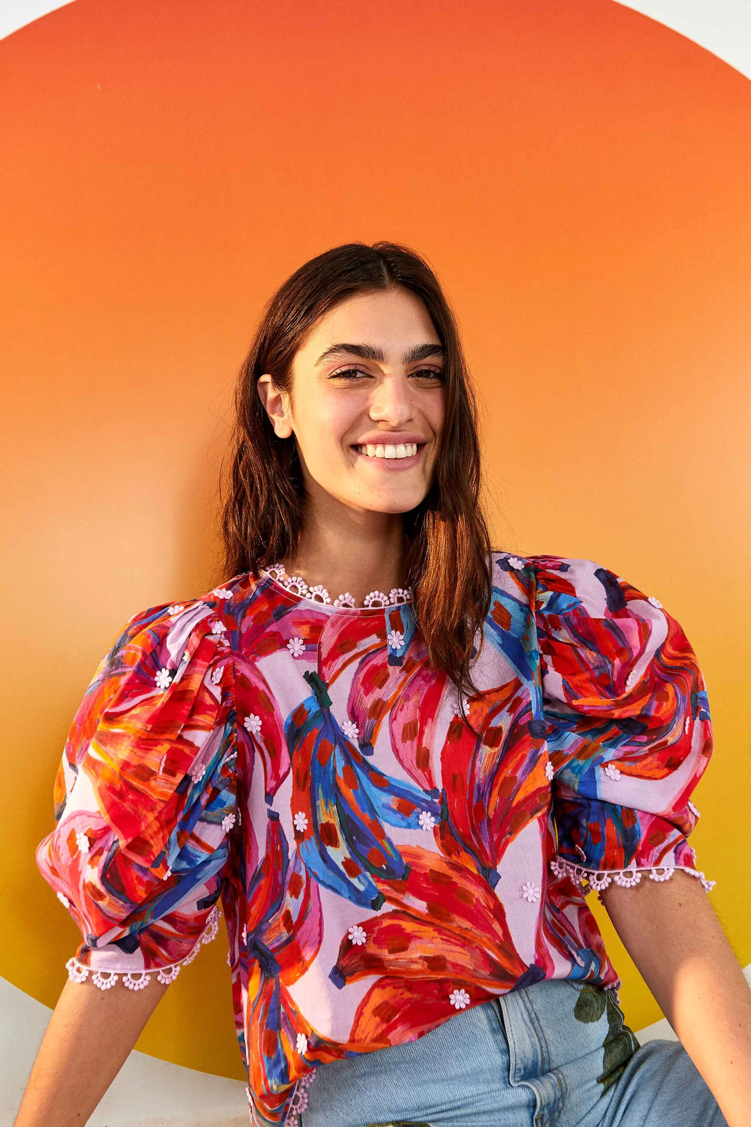 Puff Sleeve BLOUSE | Colorful Bananas Print | FarmRio (US)