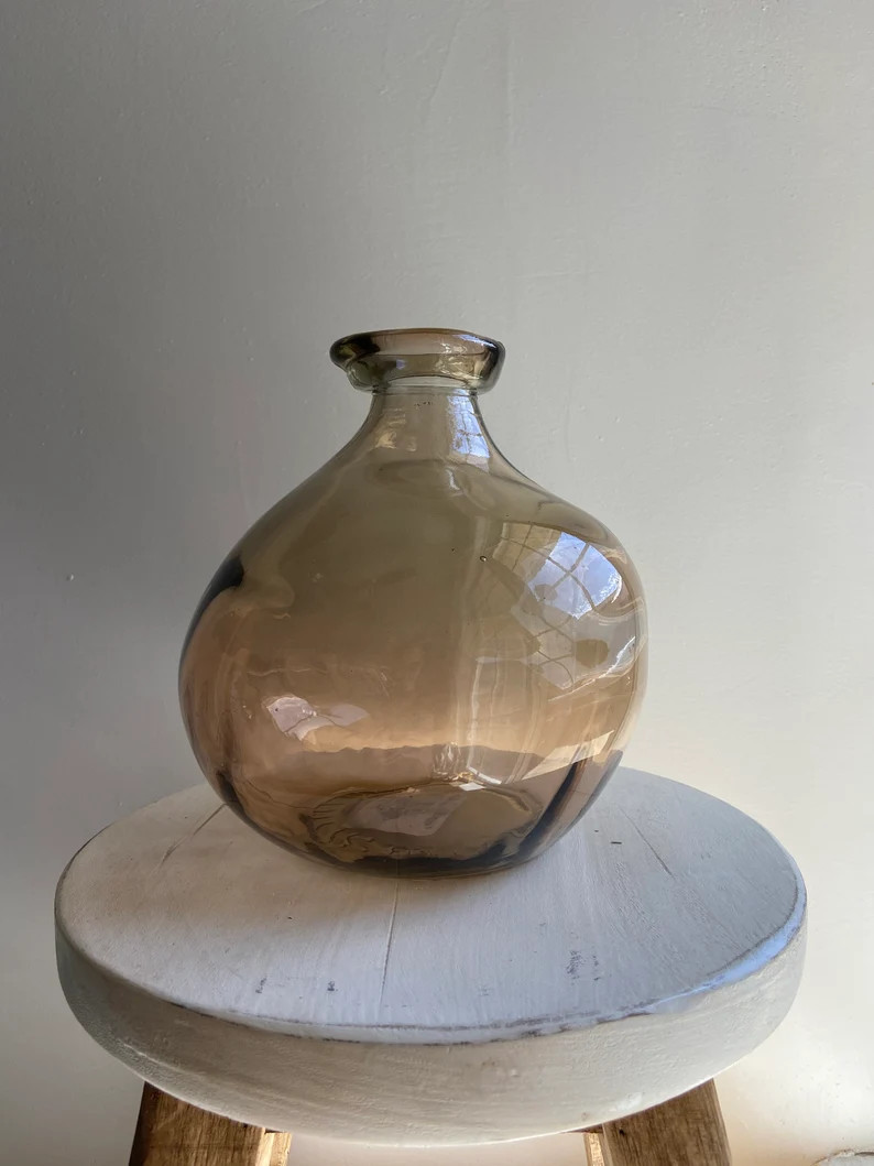 Light Brown Glass | Clear Glass Vase | Amber Glass | Bulb Vase | Small Round Vase | Bud Vase | Eu... | Etsy (US)