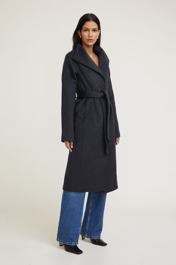Belted Wool Wrap Coat | Dynamite Clothing