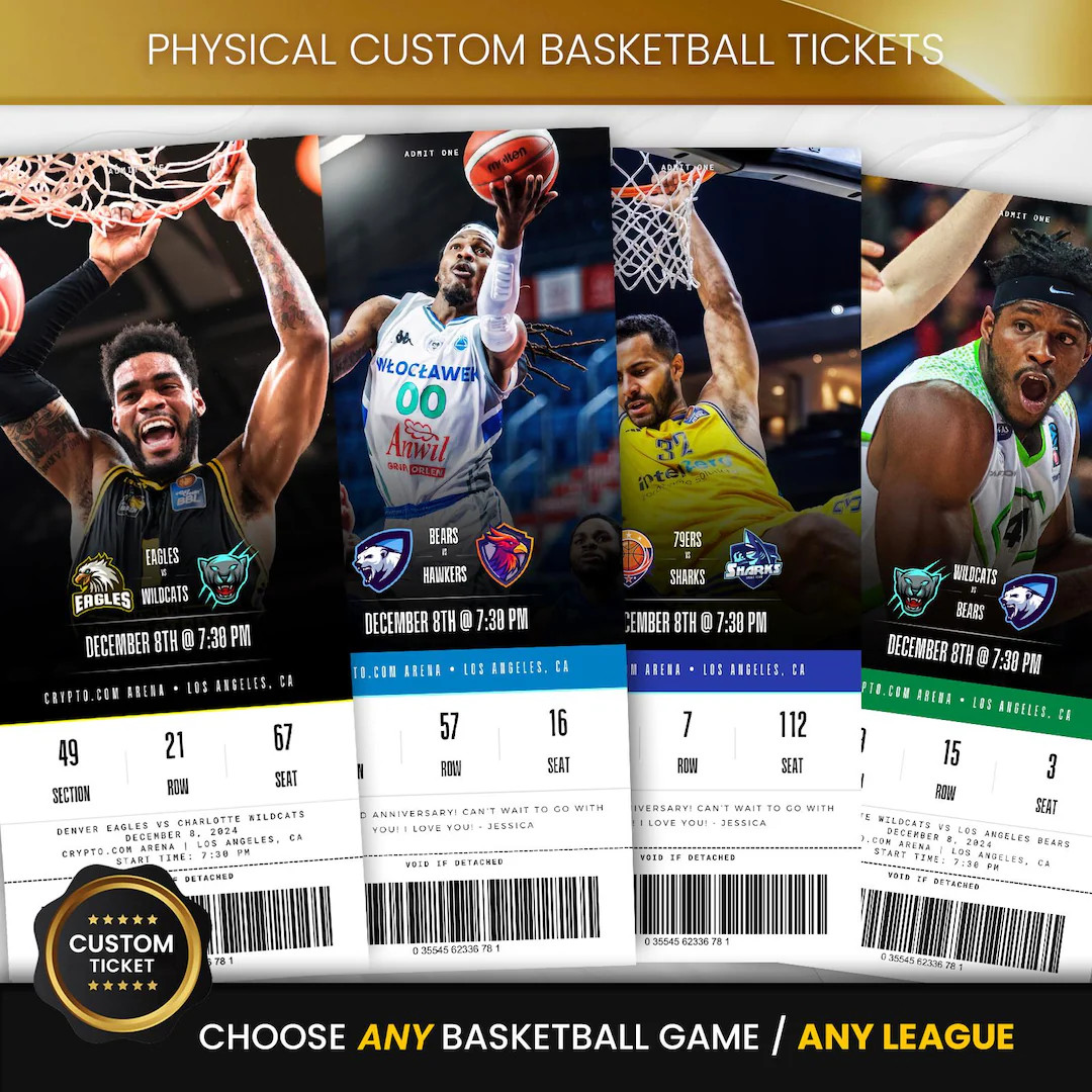 Physical Custom Basketball Game Ticket, Personalized Basketball Ticket, Hoops Ticket Template, Ba... | Etsy (US)