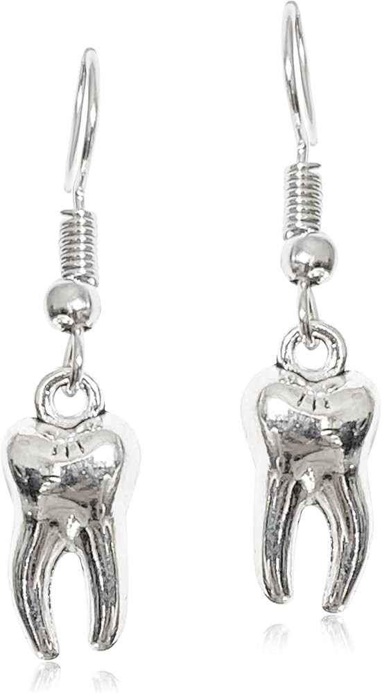 Charm Cute 3D Vintage Silver Teeth Dangle Drop Earrings for Women Dental Hygienist Dental Student... | Amazon (US)