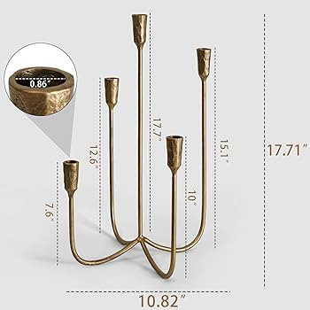 5-Candle Cast Iron Metal Candelabra Candlestick Holders 15 inch Tall Candle Holder Wedding Event ... | Amazon (US)