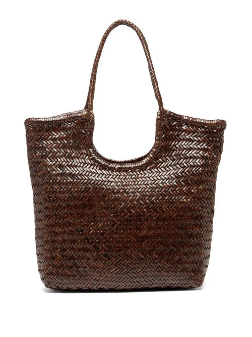 Dragon Diffusion - Diagonal Triple Jump Woven-leather Tote Bag - Womens - Dark Brown | Matches (US)