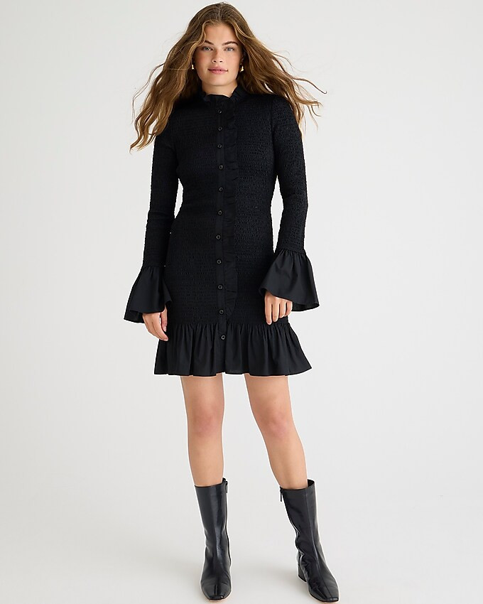 Smocked button-up mini dress | J. Crew US