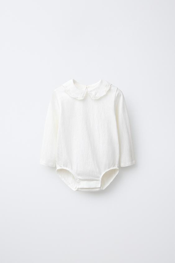 SWISS EMBROIDERED PETER PAN COLLAR BODYSUIT | Zara US