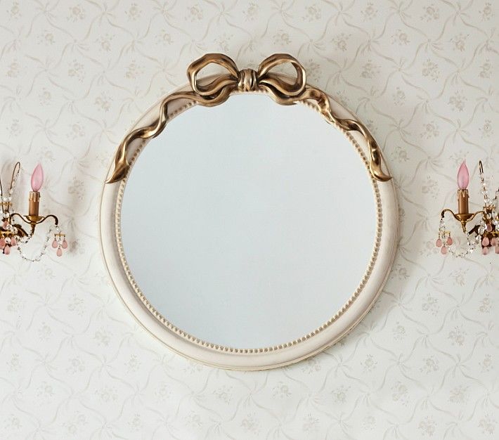 LoveShackFancy Bow Round Mirror (32&quot;) | Pottery Barn Kids