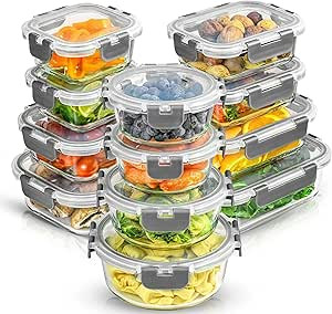 JoyJolt JoyFul 24pc Borosilicate Glass Storage Containers with Lids. 12 Airtight, Freezer Safe Fo... | Amazon (US)