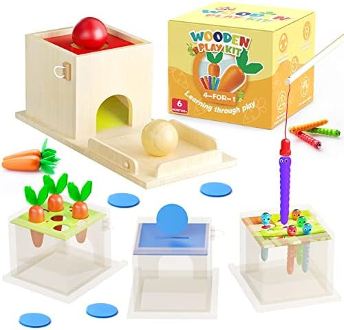 Amazon.com: Yehtta 4 in 1 Educational Montessori Toys for 1 2 Year Old, Include Object Permanence... | Amazon (US)