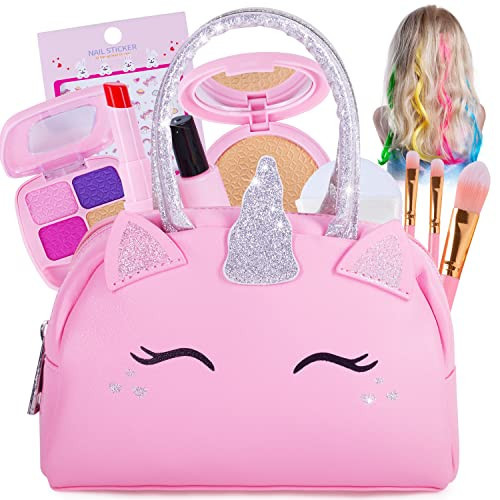 Pretend Play Makeup Kit for Little Girls with Unicorn Purse: Fake (Not Real) Make up Toy Set for Toddlers and Kids - Includes Hair and Nails Accessories, Baby Girl Toys Princess Toddler Gift Set | Amazon (US)