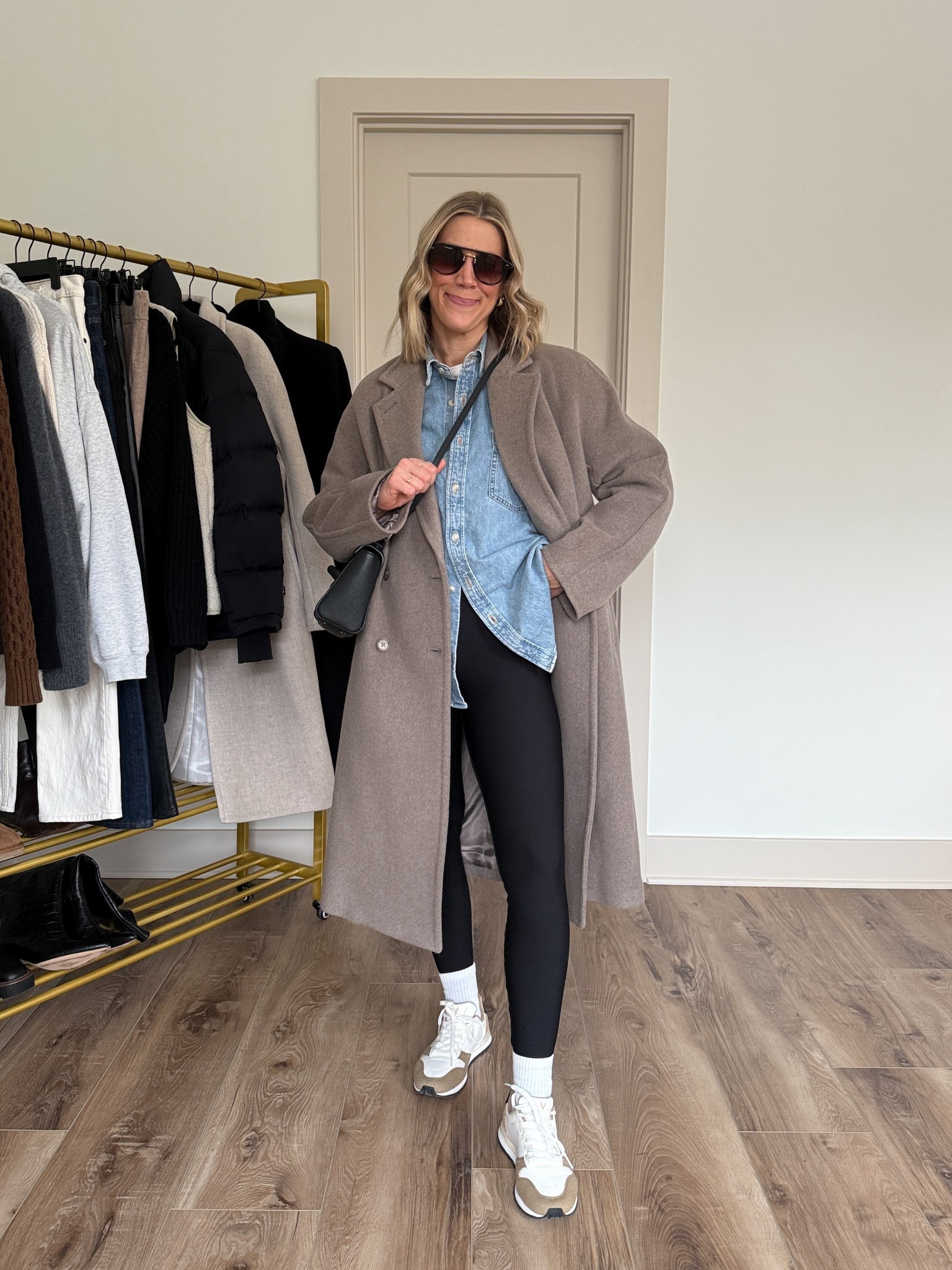 Wearing small legging, XS denim shirt, small long sleeve, XS coat, socks/sneakers tts 

#LTKootd #LTKOver40 #LTKgrwm