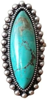 Bohemian Vintage Turquoise Oval Flower Rings Geometric Ethnic Natural Stone Adjustable Silver Joi... | Amazon (US)
