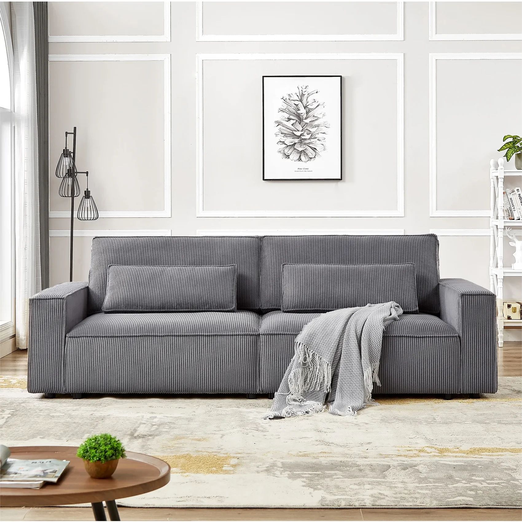 Homfa 105.5" Modern Corduroy Sofa, Oversize Couch with 9‘’ Wide Armrests and 28'' Deep Seat, ... | Walmart (US)