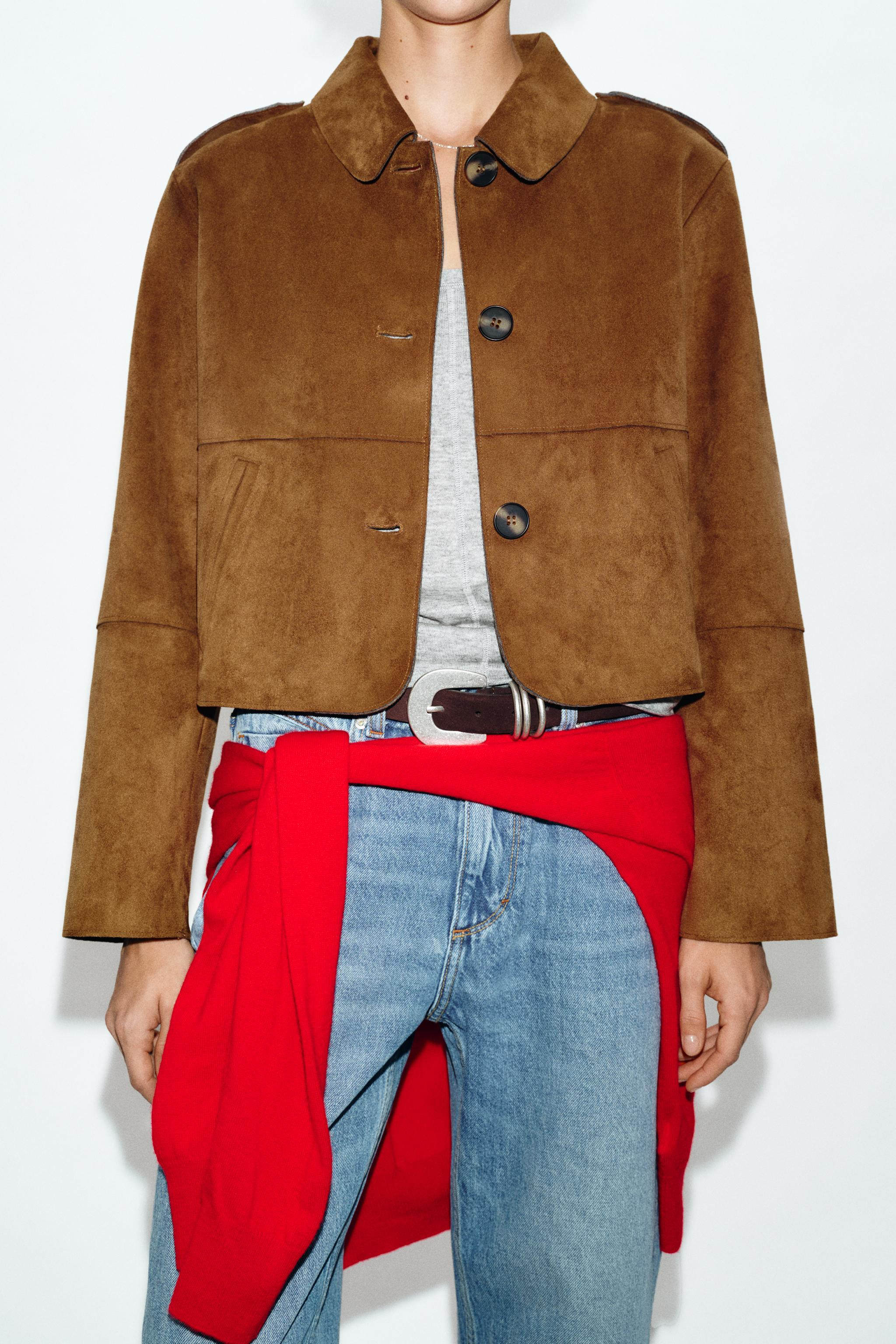 CROPPED FAUX SUEDE JACKET | Zara UK
