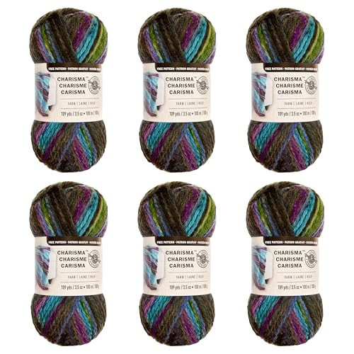 Loops & Threads Charisma Yarn - Multicolor Yarn for Knitting, Crochet, Weaving, Arts & Crafts - Northern Light, Bulk 6 Pack | Amazon (US)