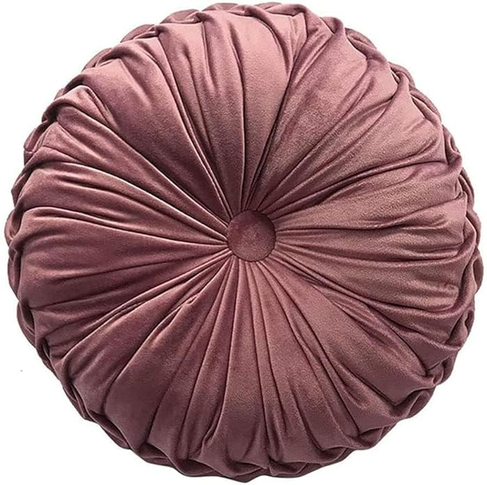 Round Throw Pillow Velvet Home Decoration Pleated Round Pillow Cushion for Couch Chair Bed Car Bl... | Amazon (US)