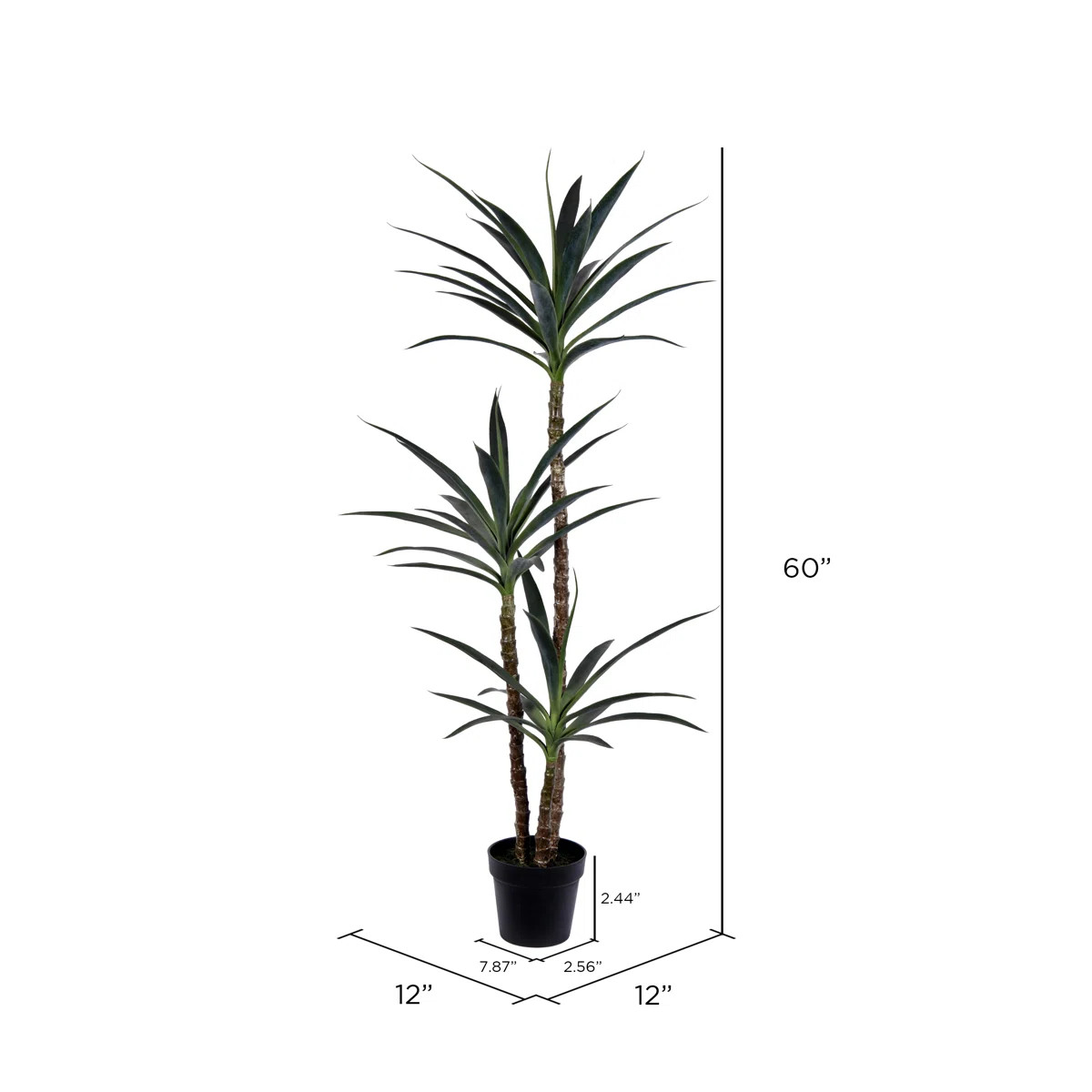Artificial Green Yucca Tree in Black Planter Pot | Wayfair North America