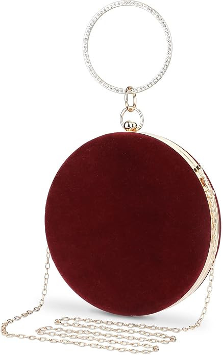 Selighting Round Velvet Clutch Purses for Women Evening Bags Formal Wedding Purse Prom Cocktail P... | Amazon (US)