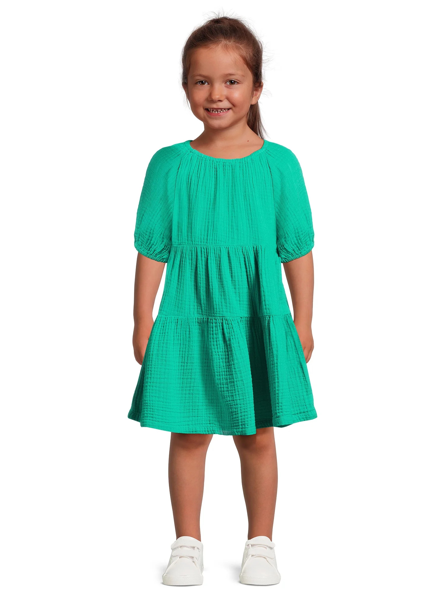 Wonder Nation Toddler Girl Tiered Dress, Sizes 12M-5T | Walmart (US)