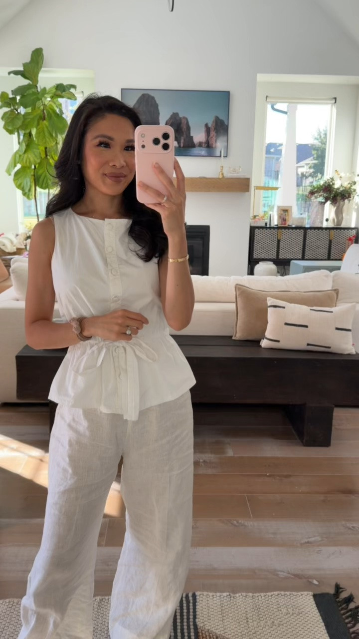 Summer outfit with 100% cotton top styled with linen pants! Can also be worn with shorts and styled more casual. Available in limited sizing!

#LTKootd #LTKSeasonal