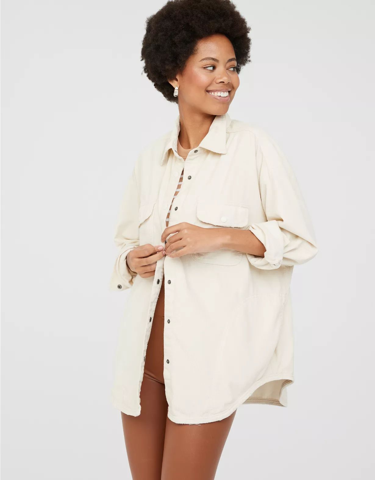 OFFLINE By Aerie Oversized Corduroy Button Up | Aerie