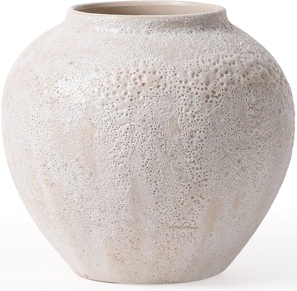 Kokrose Rustic Ceramic Table Vase, Vintage Terracotta Clay Tall Pottery Textured Vase for Table C... | Amazon (US)