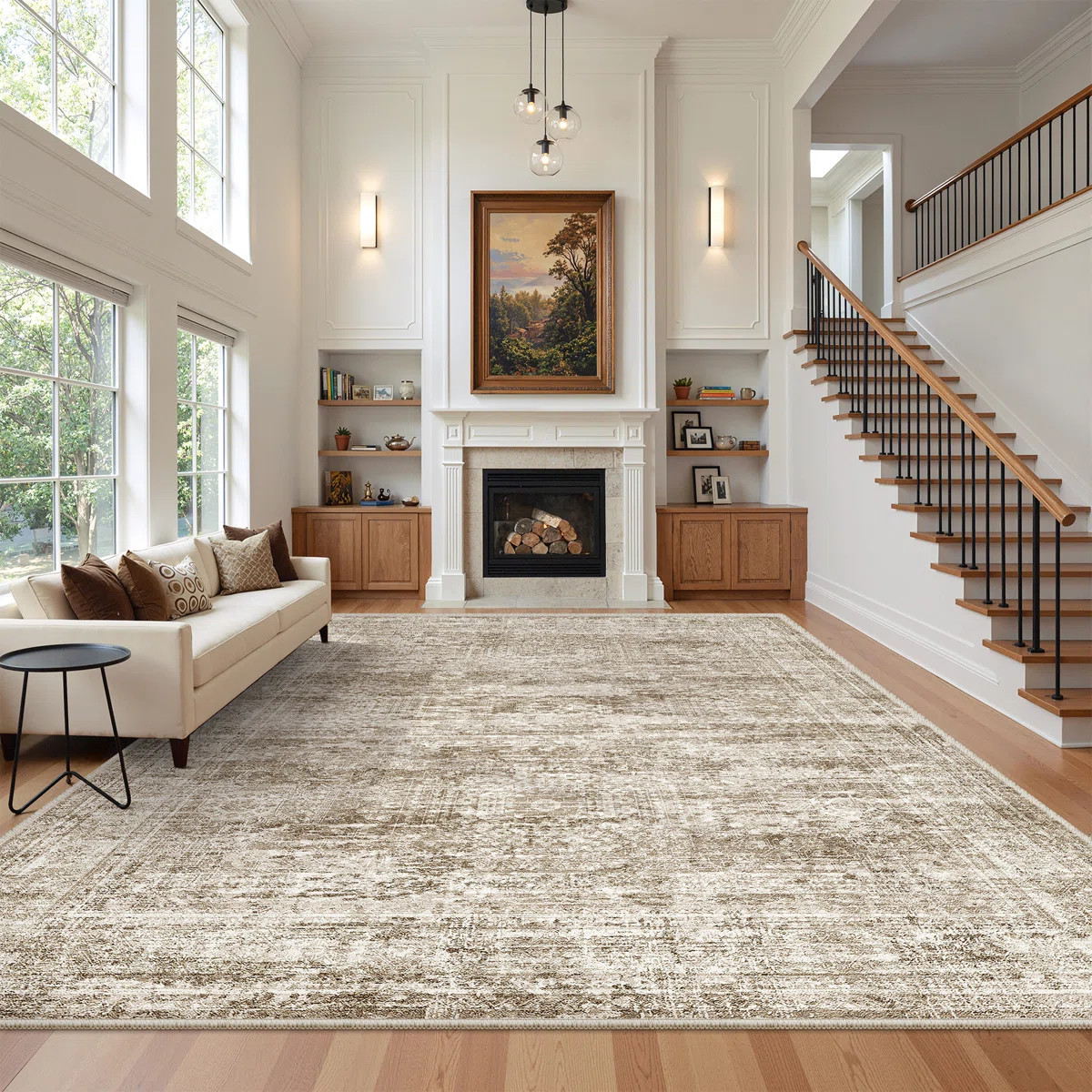 Non-Slip Washable Stain Resistant Area Rug For Living Room Bedroom Dining Room - Brown 8'X10' | Wayfair North America