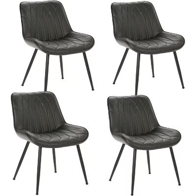 Mid Century Modern Dining Chairs Set of 4, Faux Leather Upholstered Side Chairs with Metal Legs for Kitchen, Dining & Living Room | Target