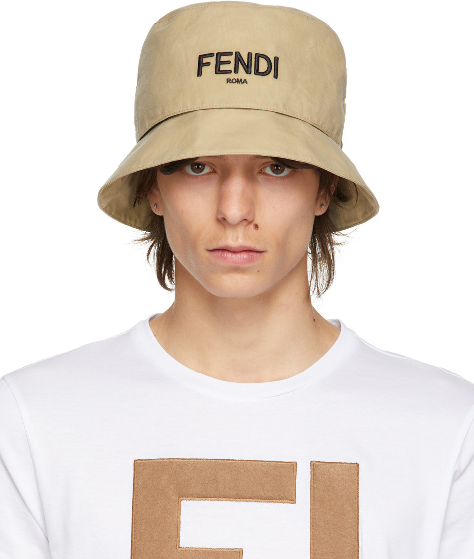 Reversible Beige 'FF' Bucket Hat | SSENSE