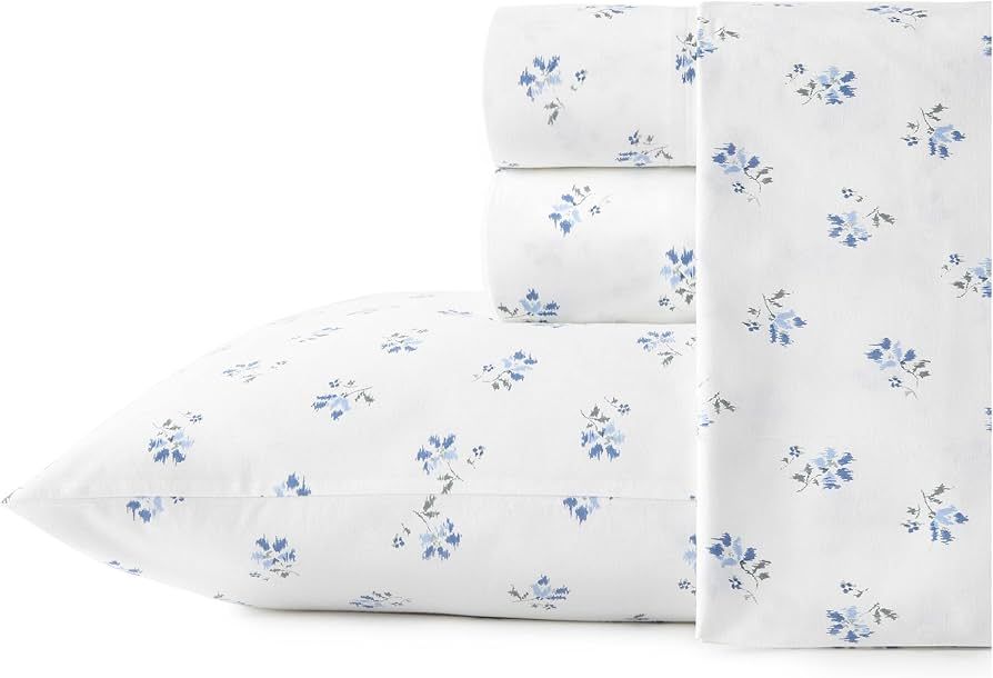 Stone Cottage - King Sheets, Cotton Percale Bedding Set, Crisp & Cool Home Decor (Blue Sketchy Di... | Amazon (US)