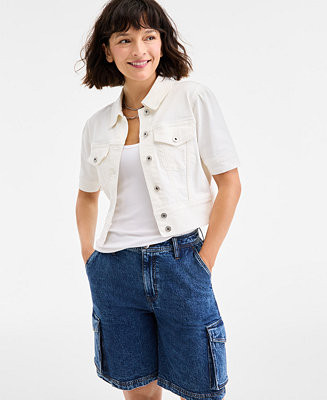 Women's Elbow Puff Sleeve Denim Jacket, Exclusively at Macy's | Macy's
