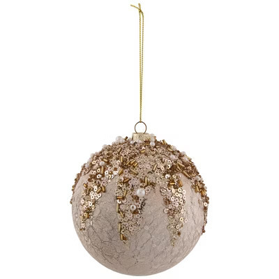 Northlight Beaded Sequin Shatterproof Christmas Ball Ornament - 4" - Champagne Gold | Target