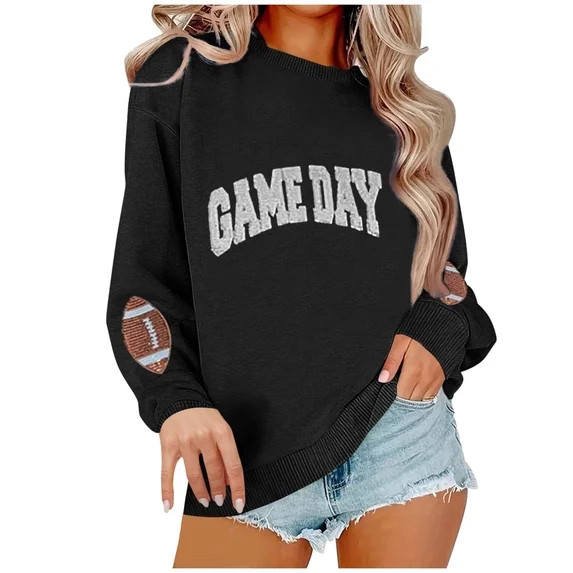 WMTBSRSW Game Day Sweatshirt for Women Football Sweatshirts Oversized Crewneck Long Sleeve Pullov... | Walmart (US)