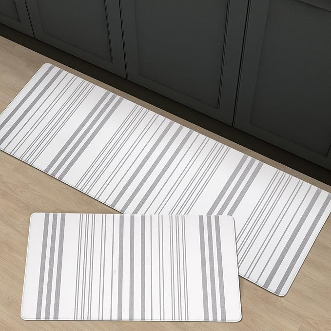 FRESHMINT Farmhouse Stripe Anti-Fatigue Kitchen Mat Set of 2, Cushioned Foam Kitchen Mats for Flo... | Amazon (US)