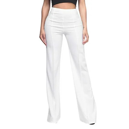 Women S Pants In Clearance JIOAKFA Women S High Waist Fashion Solid Loose Wide Long Trousers Flowing | Walmart (US)