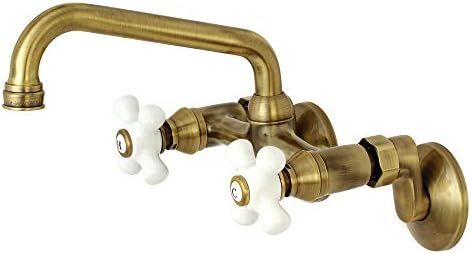 Kingston Brass KS613AB 2-Handle Wall Mount Kitchen Faucet, Antique Brass | Amazon (US)
