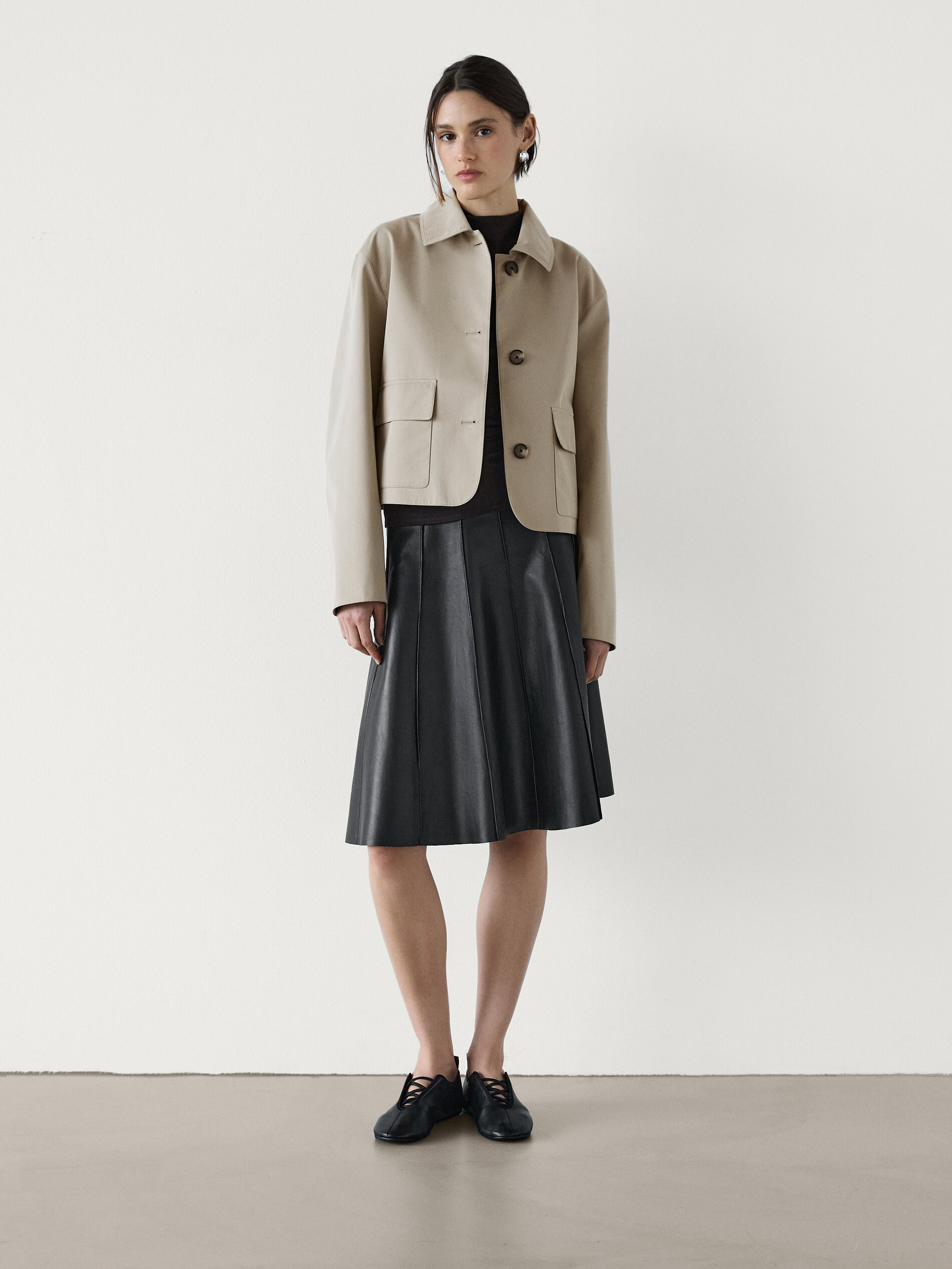 Cotton blend short jacket | Massimo Dutti US