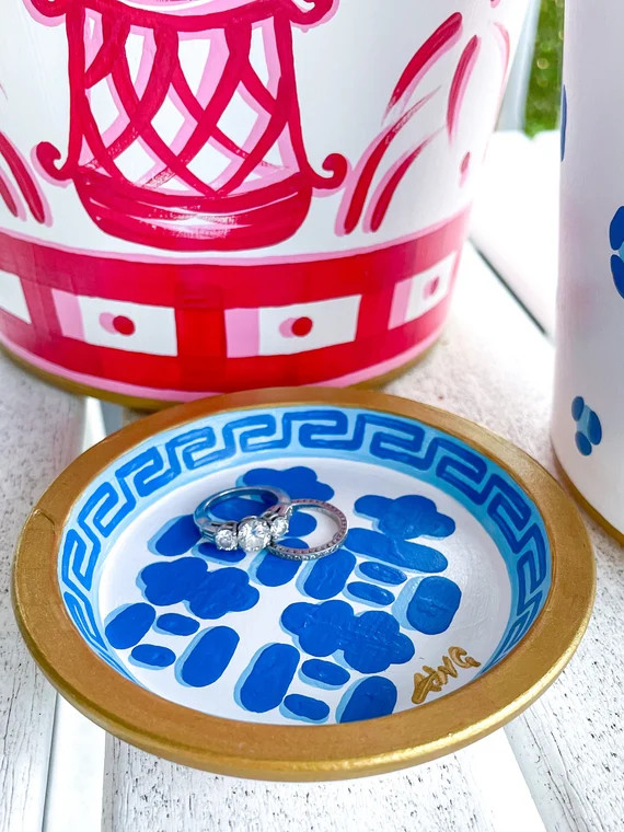 Hand Painted Chinoiserie Double Happiness Ring Dish | Etsy (US)