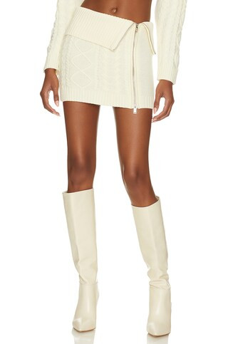 Camila Coelho Carmen Fold Over Cable Mini Skirt W Zip in Ivory from Revolve.com | Revolve Clothing (Global)