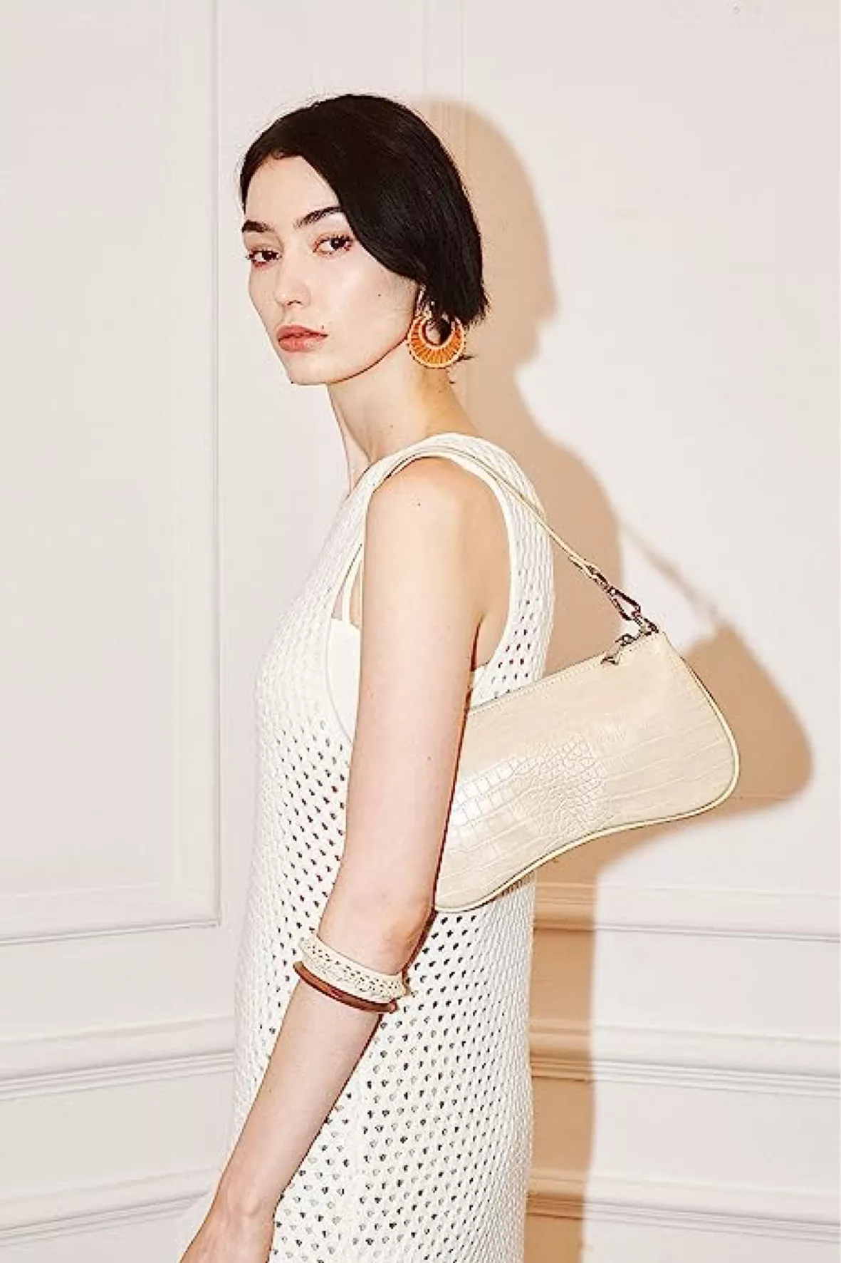 Eva Faux Fur and Sequin Mini Shoulder Bag - Beige Online Shopping - JW Pei