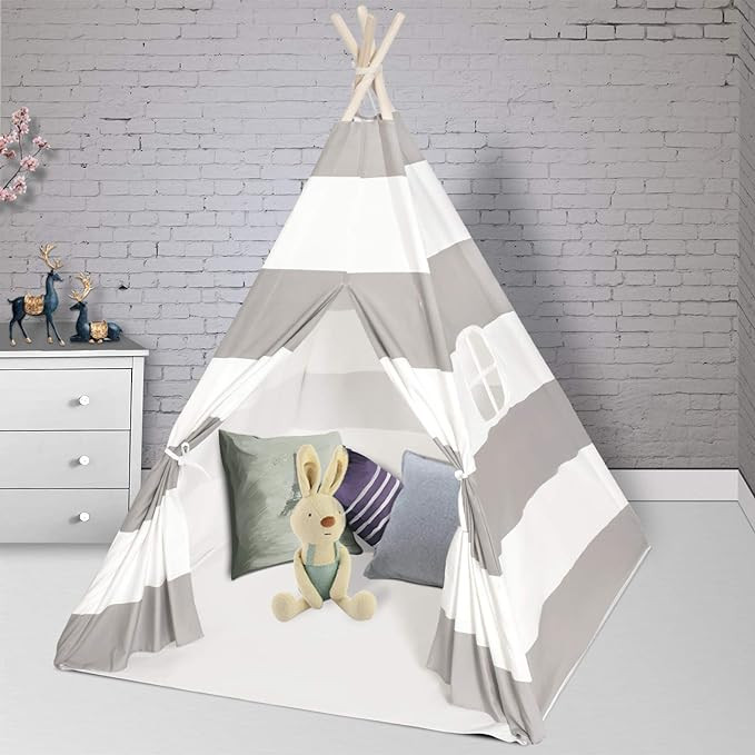 Wilhunter Teepee Play Tent for Kids with Floor Mat & Window & Carry Bag, Foldable Canvas Teepee G... | Amazon (US)