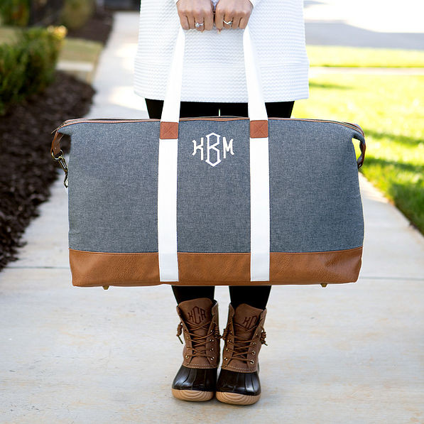 Monogrammed Chambray Weekender | Marleylilly