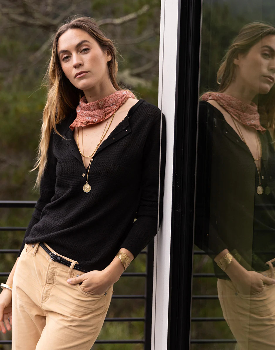 Amara Pointelle Sweater: Black | Carve Designs