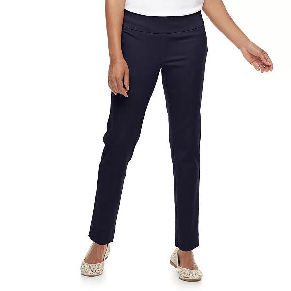 Petite Women's Croft & Barrow® Effortless Stretch Pull-On Straight-Leg Pants | Kohl's