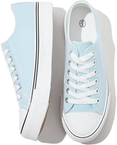 FRACORA Womens White Black Canvas Sneakers Low Top Canvas Shoes for Women Tennis Shoes       
   ... | Amazon (US)